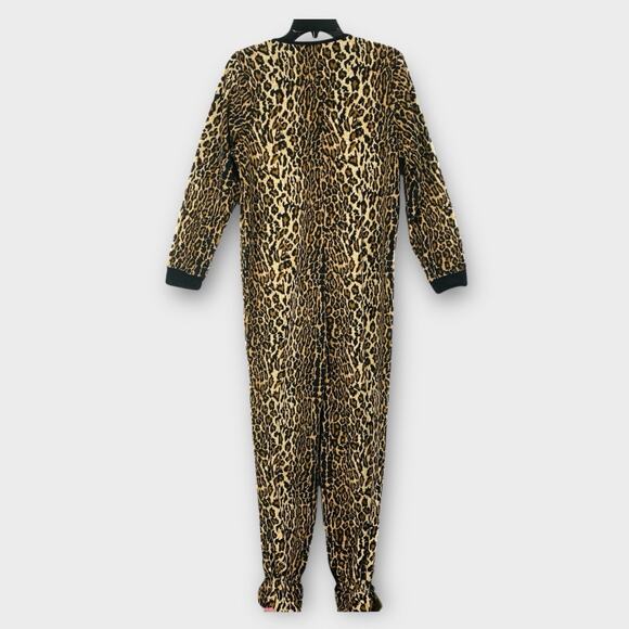 Nick & Nora Leopard Print Footed Pajamas S Womens EXC One Piece Cheetah Cat - Picture 2 of 6